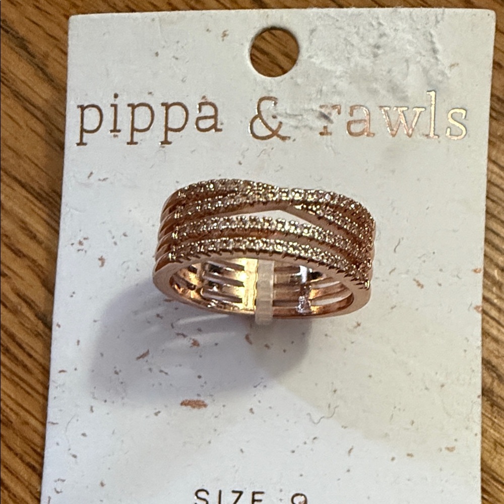 Rose Gold triple cubic Zirconia Ring NWT